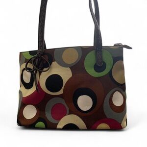 Green Brown Maroon Polka Dot Shoulder Bag